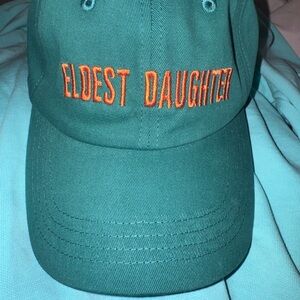 Green 'Eldest Daughter' Embroidered Baseball Cap - Orange Lettering